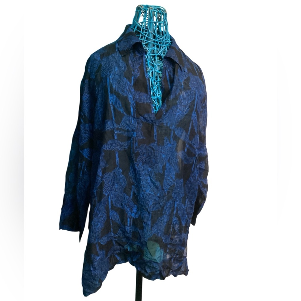 💥PRICE DROP💥 ESCADA Nizza Sheer Black & Blue Blouse